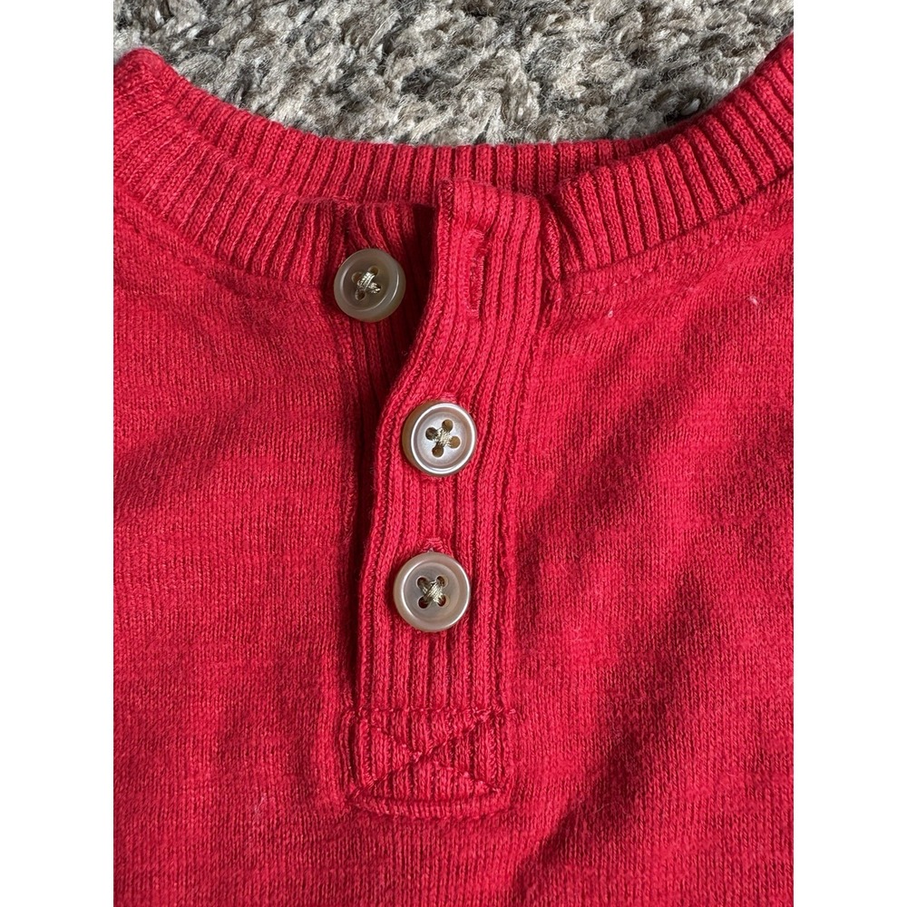 Old Navy 0-3M Red Cotton Knit Long Sleeve Button Romper One-Piece - Picture 2 of 4